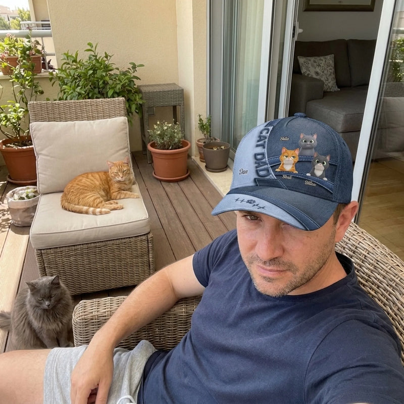 Custom Hat, All Over Print Classic Cap - Personalized Birthday Gifts For Cat Lovers, Cat Mom And Dad - A Life Full Of Love And Wagging Tails