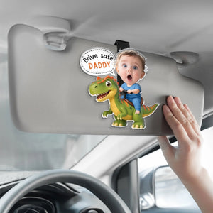 Custom Photo Acrylic Car Visor Clip - Personalized Father's Day Gifts For Dad, Grandpa - Drive Safe Super Dad