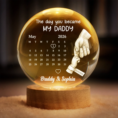 Custom Crystal Globe Lamp - Personalized Father's Day, Baby Shower, Gender Reveal Gifts For New Moms, New Dads, New Parents - Our Little Angel