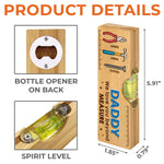 Custom Wooden Bottle Opener With Built-in Spirit Level - Personalized Father's Day Birthday Gifts For Dad, Grandpa - Dad Is Strength And Love