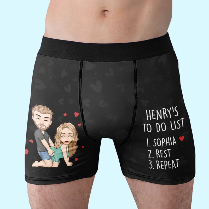 Custom Boxer Briefs, Men's Boxers - Personalized Anniversary Wedding Gifts For Husband And Wife, Him And Her - His Daily Reminder