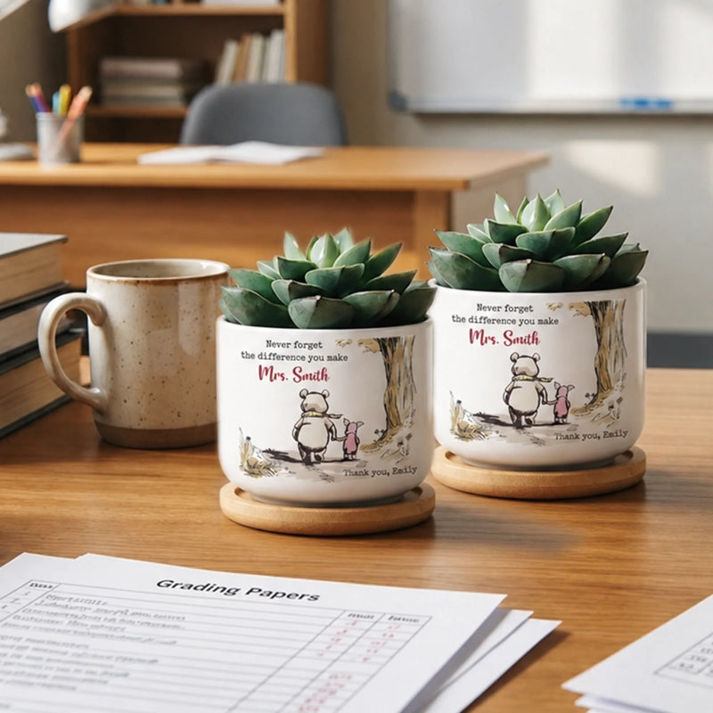 Custom Home Decor Ceramic Plant Pot - Personalized Graduation Gifts For Teachers - You Planted Seeds Of Knowledge