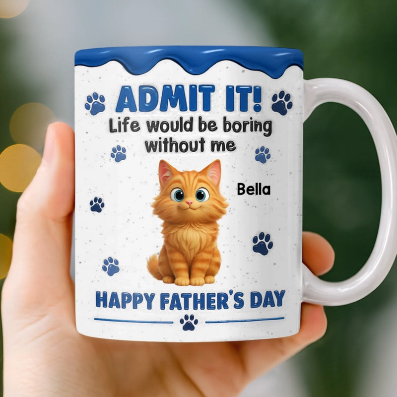 Custom 3D Inflated Effect Printed Mug - Personalized Father's Day Birthday Gifts For Dog Cat Lovers, Dog Dad And Mom, Cat Owners - Fueled By Pet Love