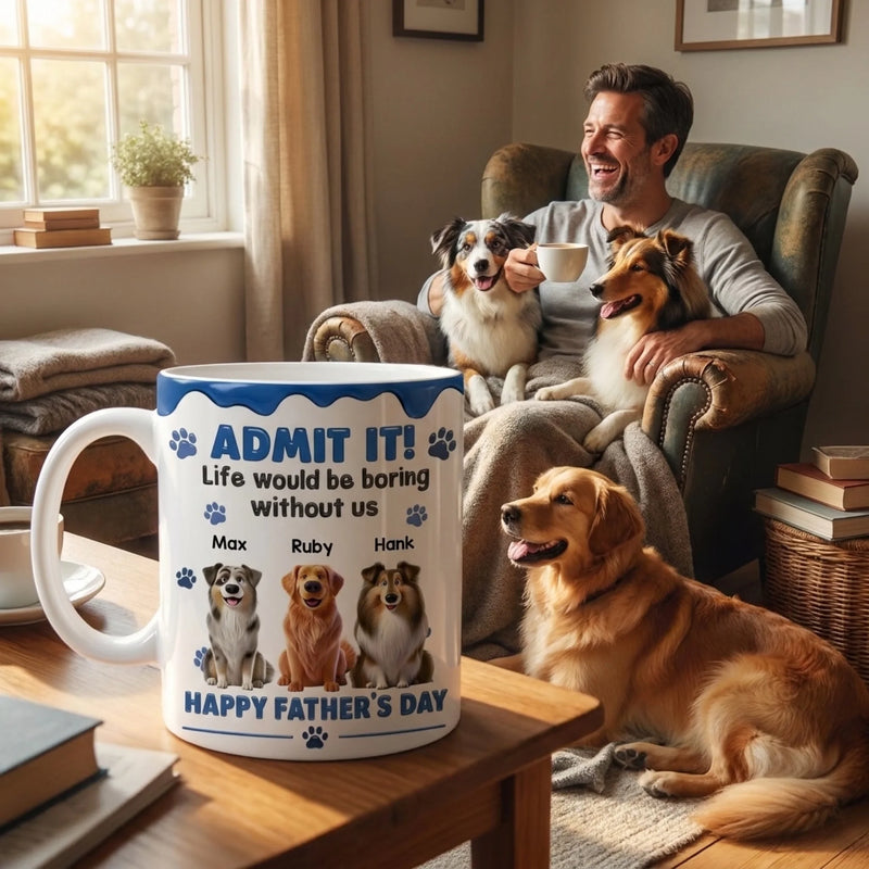 Custom 3D Inflated Effect Printed Mug - Personalized Father's Day Birthday Gifts For Dog Cat Lovers, Dog Dad And Mom, Cat Owners - Fueled By Pet Love