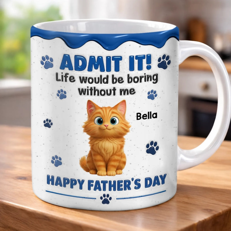 Custom 3D Inflated Effect Printed Mug - Personalized Father's Day Birthday Gifts For Dog Cat Lovers, Dog Dad And Mom, Cat Owners - Fueled By Pet Love