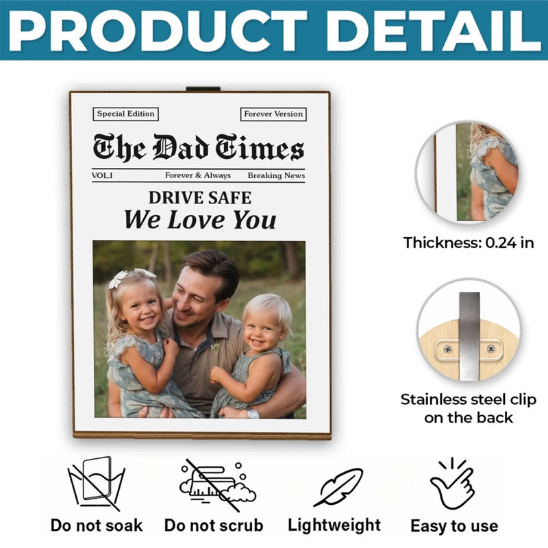 Custom Photo Car Visor Clip -  Personalized Father's Day Birthday Gifts For Dad, Grandpa - Safe Travels Always