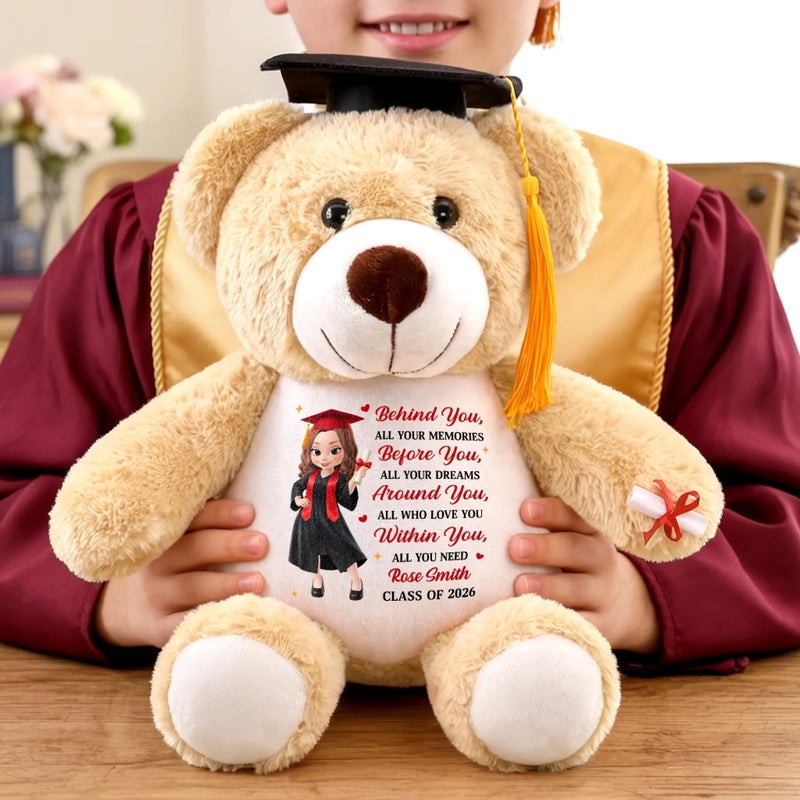 Custom Graduation Plush Bear - Personalized Graduation Gifts For Him, Her - Carry Love Into The Next Chapter