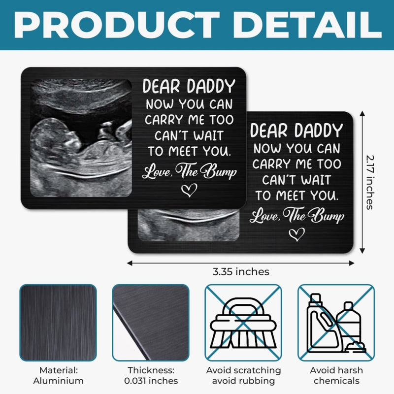 Custom Photo Metal Wallet Card - Personalized Father's Day, Baby Shower, Gender Reveal Gifts For New Dads, Grandpas - From Bump To Bundle Of Joy