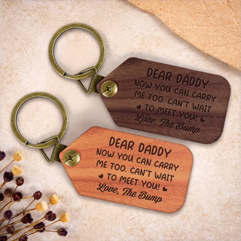 Custom Photo Wooden Keychain - Personalized Father's Day, Baby Shower, Gender Reveal Gifts For New Dads, Grandpas - Tiny Heartbeat, Endless Love