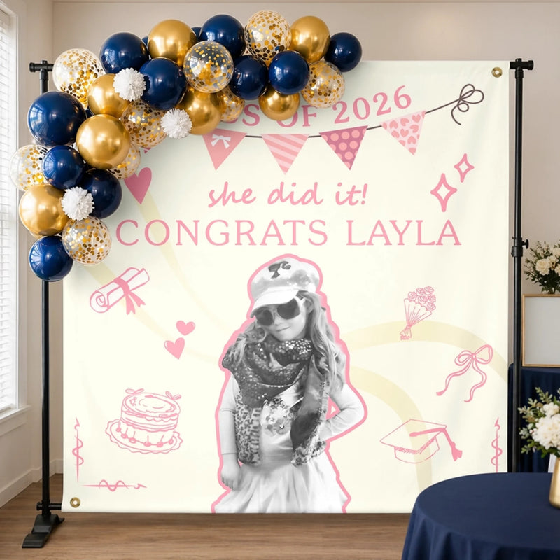 Custom Photo Backdrop - Personalized Graduation Gifts For Him, Her - Congrats To The Little Star