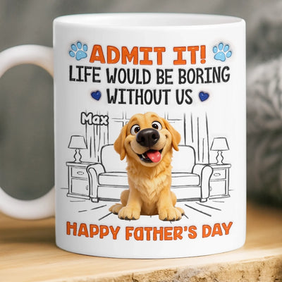 Custom 3D Inflated Effect Printed Mug - Personalized Father's Day Birthday Gifts For Dog Cat Lovers, Dog Dad And Mom, Cat Owners - My Dog And Cat Are Bosses