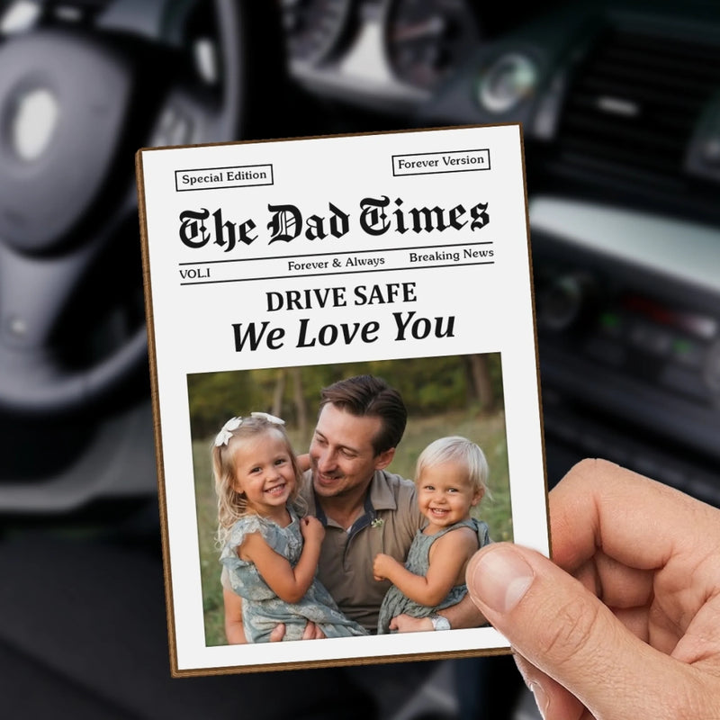 Custom Photo Car Visor Clip -  Personalized Father's Day Birthday Gifts For Dad, Grandpa - Safe Travels Always