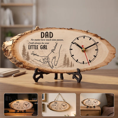 Custom Wooden Clock - Personalized Father's Day Birthday Gifts For Dad, Grandpa - Forever Lucky To Have Dad