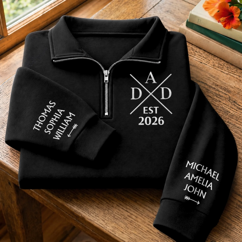 Custom Unisex Quarter Zip Sweatshirt - Personalized Father's Day Birthday Gifts For Dad, Grandpa - Loved By Little Legends