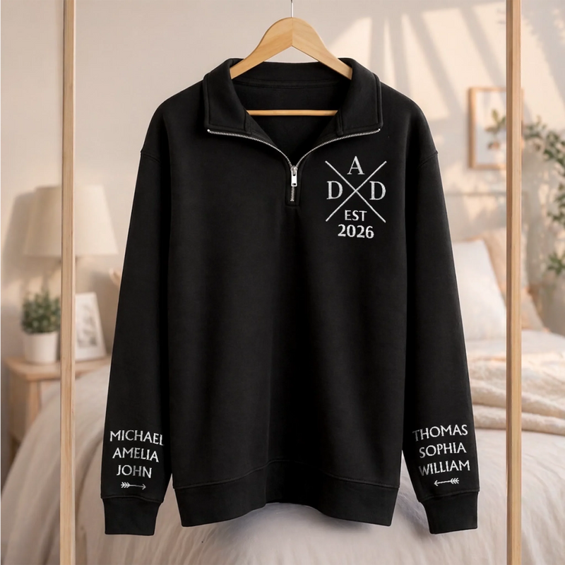 Custom Unisex Quarter Zip Sweatshirt - Personalized Father's Day Birthday Gifts For Dad, Grandpa - Loved By Little Legends