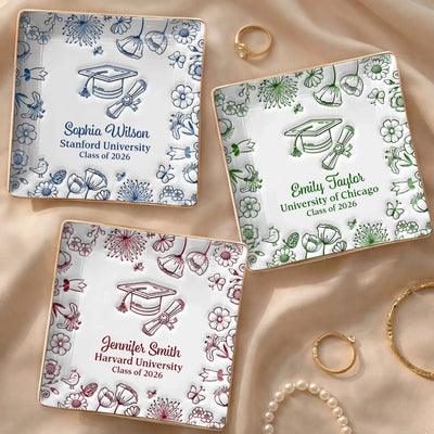 Custom 3D Inflated Effect Printed Full-Print Jewelry Dish - Personalized Graduation Gifts For Her, Him - A Bright Future Looks Good