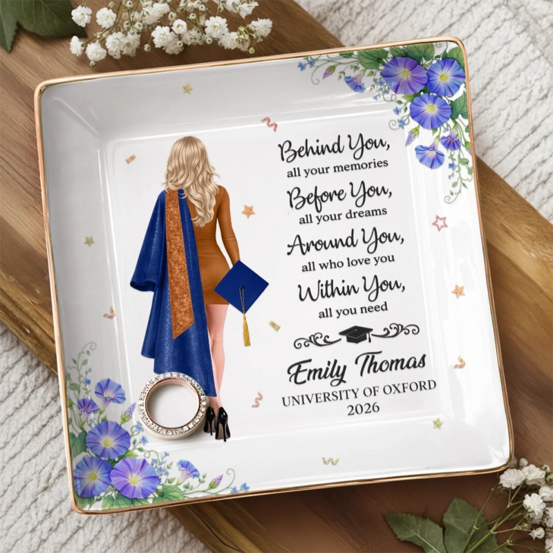 Custom Full-Print Jewelry Dish - Personalized Graduation Gifts For Her - A Sweet Ending To A New Beginning