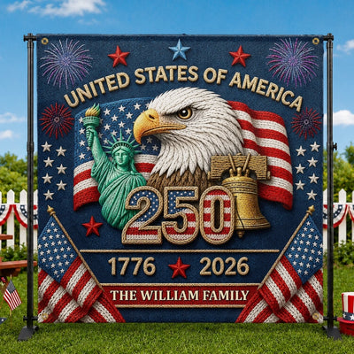 Custom Backdrop - Personalized America 250th Anniversary Gifts For Mom, Dad, Brother, Sister, Kids - Let The Celebration Fly High