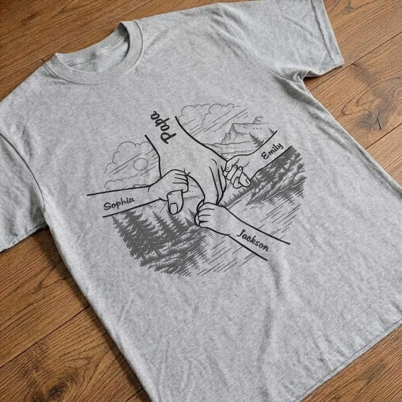 Custom Unisex T-shirt, Premium T-shirt, Hoodie - Personalized Father's Day Gifts For Dad, Grandpa - Holding Hands, Holding Hearts
