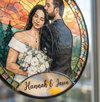 Custom Photo Stained Glass Window Hanging Suncatcher - Personalized Anniversary Wedding Gifts For Husband And Wife, Him And Her - Together, Painted In Forever