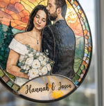Custom Photo Stained Glass Window Hanging Suncatcher - Personalized Anniversary Wedding Gifts For Husband, Wife, Couple - Together, Painted In Forever