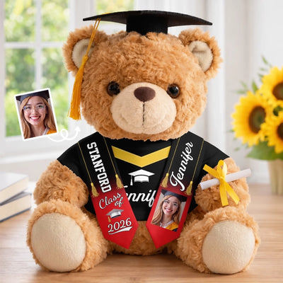 Custom Photo Graduation Teddy Bear - Personalized Graduation Gifts For Him, Her - Your Adventure Starts Now