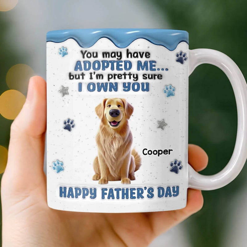 Custom 3D Inflated Effect Printed Mug - Personalized Father's Day Gifts For Dog Cat Lovers, Dog Dad And Mom, Cat Owners - Living The Dog Dad Dream