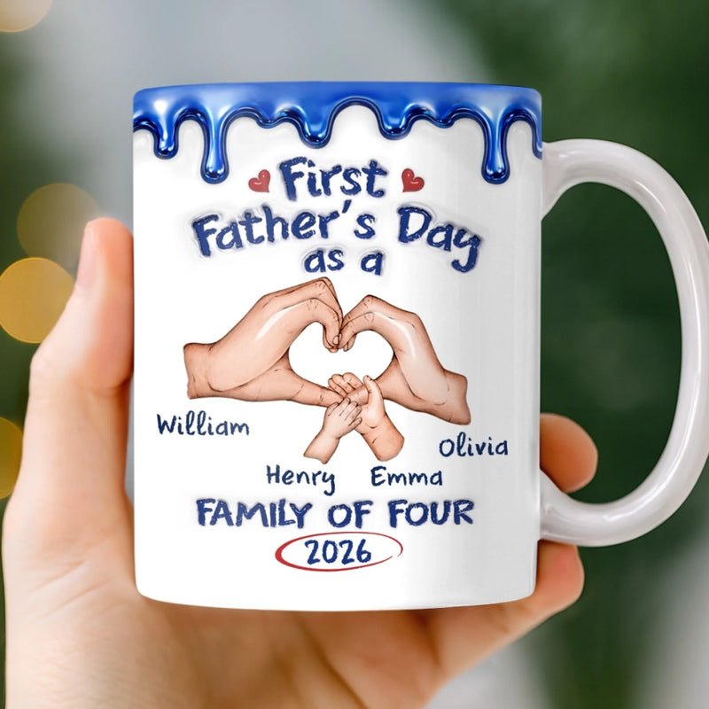 Custom 3D Inflated Effect Printed Mug - Personalized Father's Day Gifts For New Dad - Dad Life Starts Here