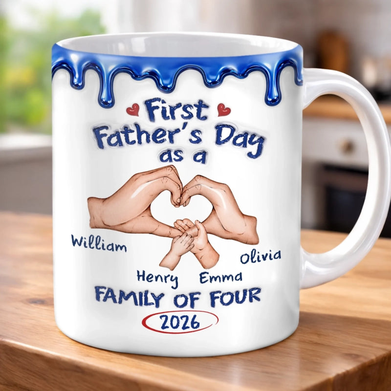 Custom 3D Inflated Effect Printed Mug - Personalized Father's Day Gifts For New Dad - Dad Life Starts Here