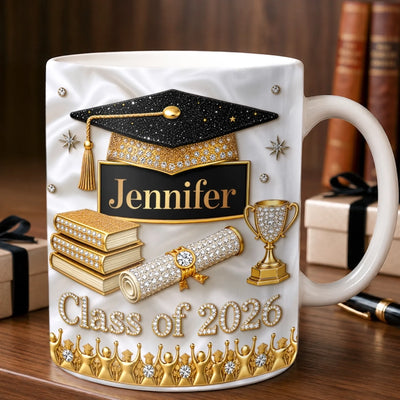 Custom 3D Inflated Effect Printed Mug - Personalized Graduation Gifts For Him, Her - Life Gets Better Every Chapter