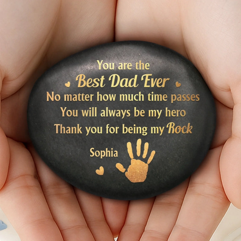 Custom Printed Rock - Personalized Father's Day Gifts For Dad, Grandpa - Memories Carved In Stone
