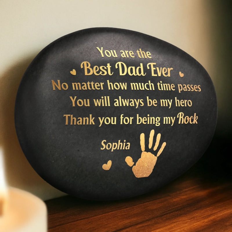 Custom Printed Rock - Personalized Father's Day Gifts For Dad, Grandpa - Memories Carved In Stone