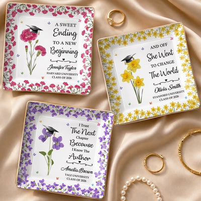 Custom Full-Print Jewelry Dish - Personalized Graduation Gifts For Him, Her - Dream Big, Bloom Bigger