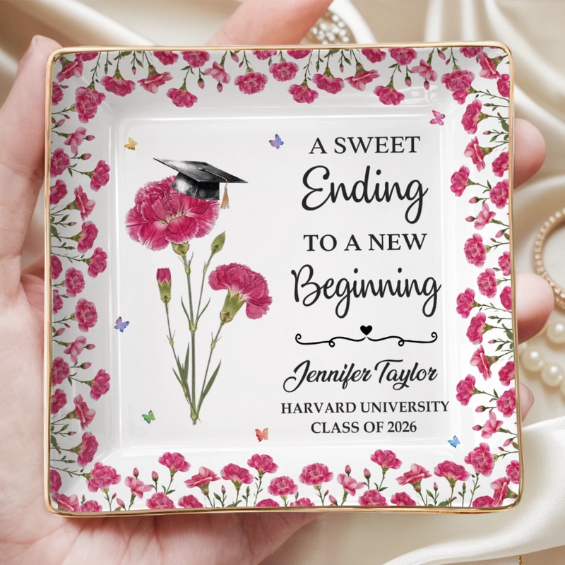 Custom Full-Print Jewelry Dish - Personalized Graduation Gifts For Him, Her - Dream Big, Bloom Bigger