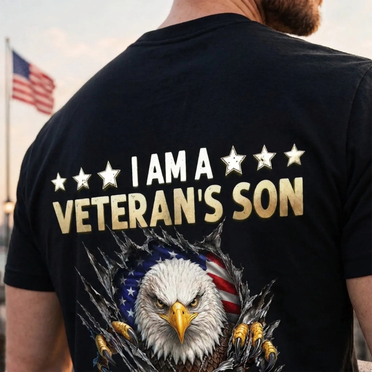 Custom Back Printed Shirt - Personalized 4th Of July Gifts For Son - Raised By A Hero
