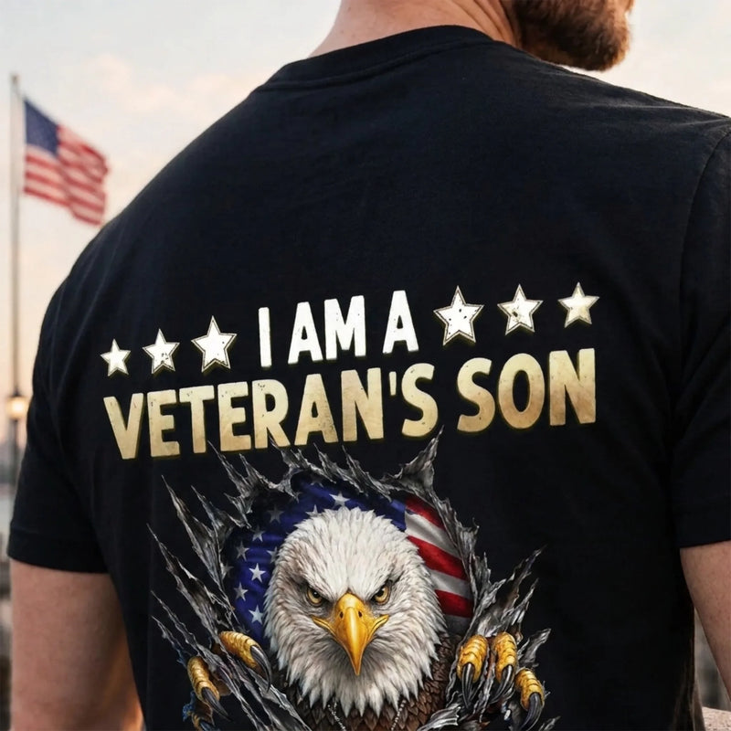 Custom Back Printed Shirt - Personalized 4th Of July Gifts For Son - Raised By A Hero