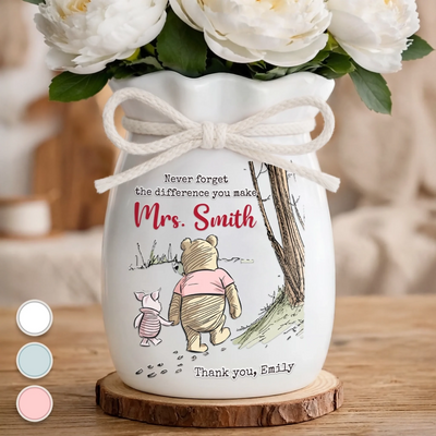 Custom Flower Vase With Ribbon - Personalized Graduation Gifts For Teachers - Never Forget Your Impact