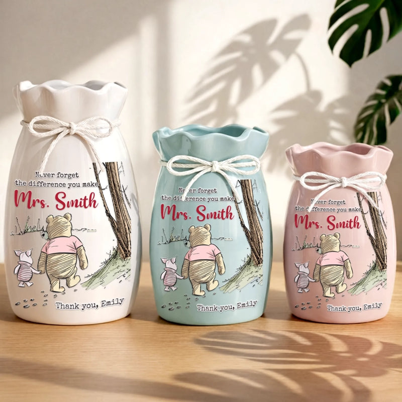 Custom Flower Vase With Ribbon - Personalized Graduation Gifts For Teachers - Never Forget Your Impact