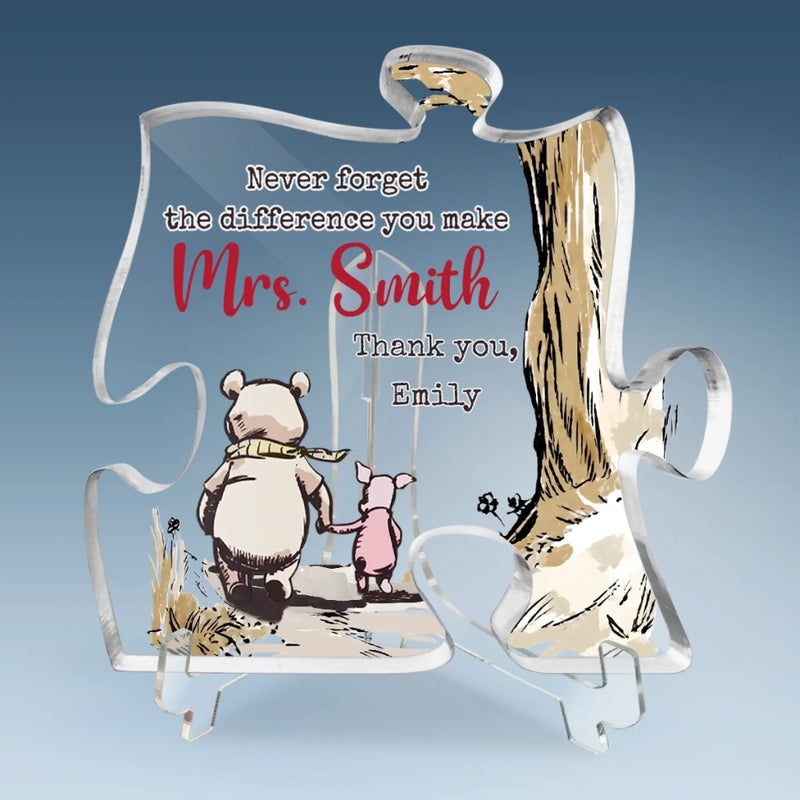 Custom Puzzle Shaped Acrylic Plaque - Personalized  Graduation Gifts For Teachers - You Helped Me Grow