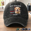 Custom Photo Vintage Washed Denim Baseball Cap - Personalized Father's Day Birthday Gifts For Dog Cat Lovers, Dog Dad And Mom, Cat Owners - Paws, Love, And Fatherhood
