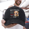 Custom Photo Vintage Washed Denim Baseball Cap - Personalized Father's Day Birthday Gifts For Dog Cat Lovers, Dog Dad And Mom, Cat Owners - Paws, Love, And Fatherhood