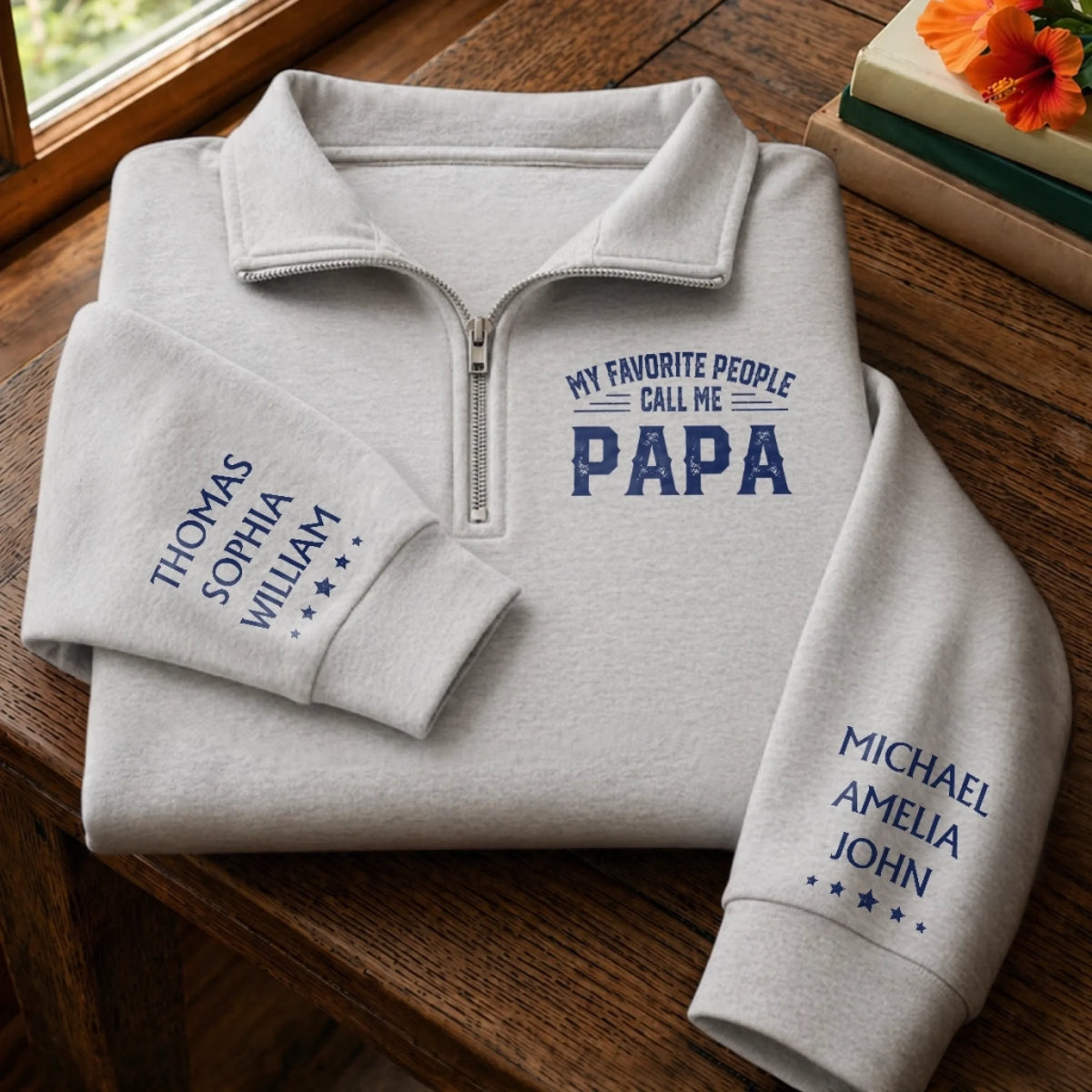Custom Unisex Quarter Zip Sweatshirt - Personalized Father's Day Birthday Gifts For Dad, Grandpa - Dad Makes Every Moment Better