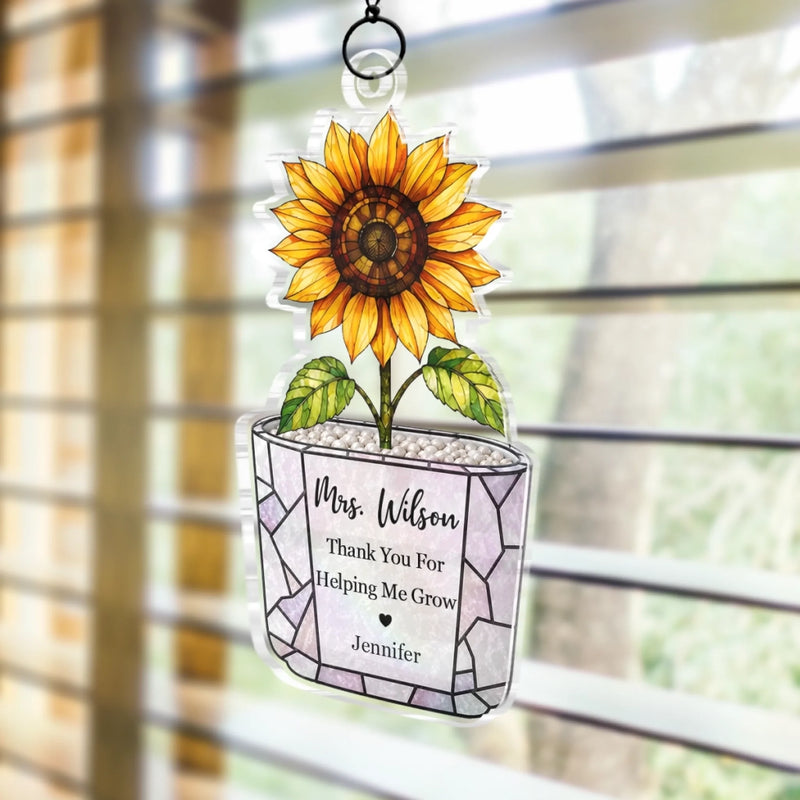 Custom Window Hanging Suncatcher Ornament - Personalized Birthday Gifts For Teachers - Growing With Gratitude