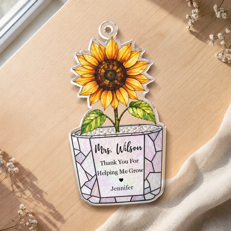 Custom Window Hanging Suncatcher Ornament - Personalized Birthday Gifts For Teachers - Growing With Gratitude