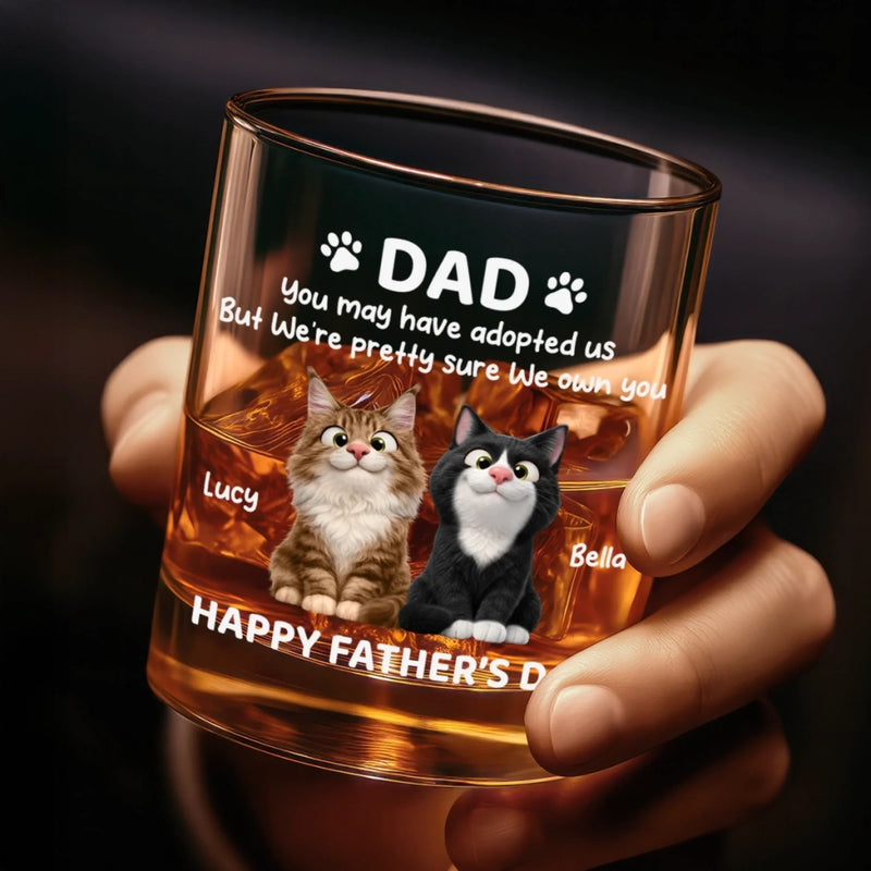 Custom Whiskey Glass - Personalized Father's Day Birthday Gifts For Dog Cat Lovers, Dog Dad And Mom, Cat Owners - Cheers To Fur Family
