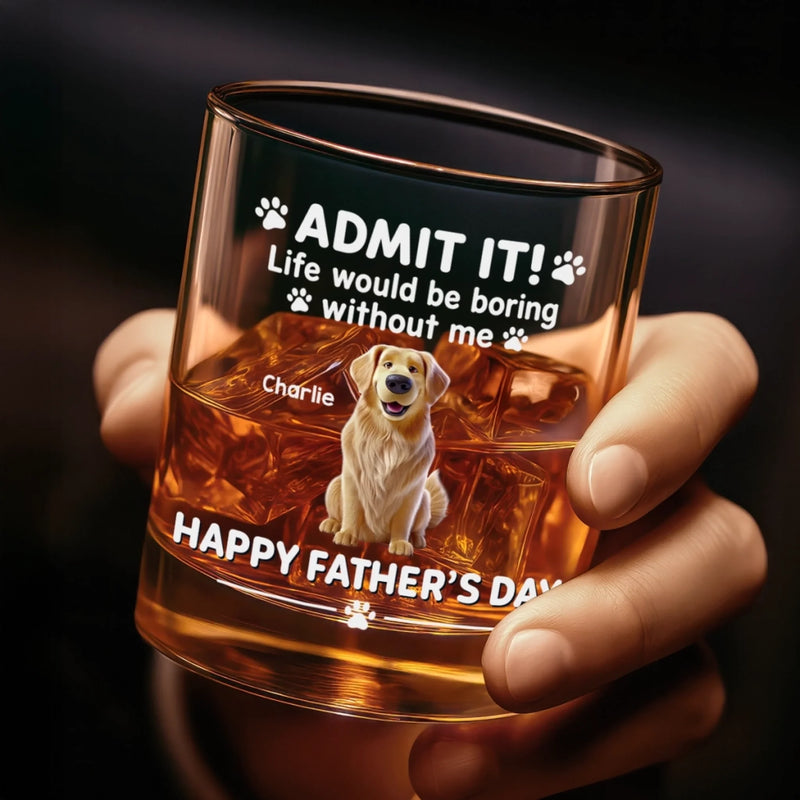 Custom Whiskey Glass - Personalized Father's Day Birthday Gifts For Gifts For Dog Cat Lovers, Dog Dad And Mom, Cat Owners - Dog Dad Mode