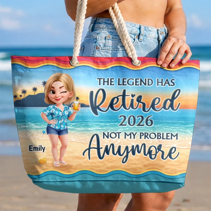 Custom Beach Bag - Personalized Summer Vacation And Travel, Retirement Gifts For Best Friends, Family, Coworker, Work Bestie - Living The Legend Life