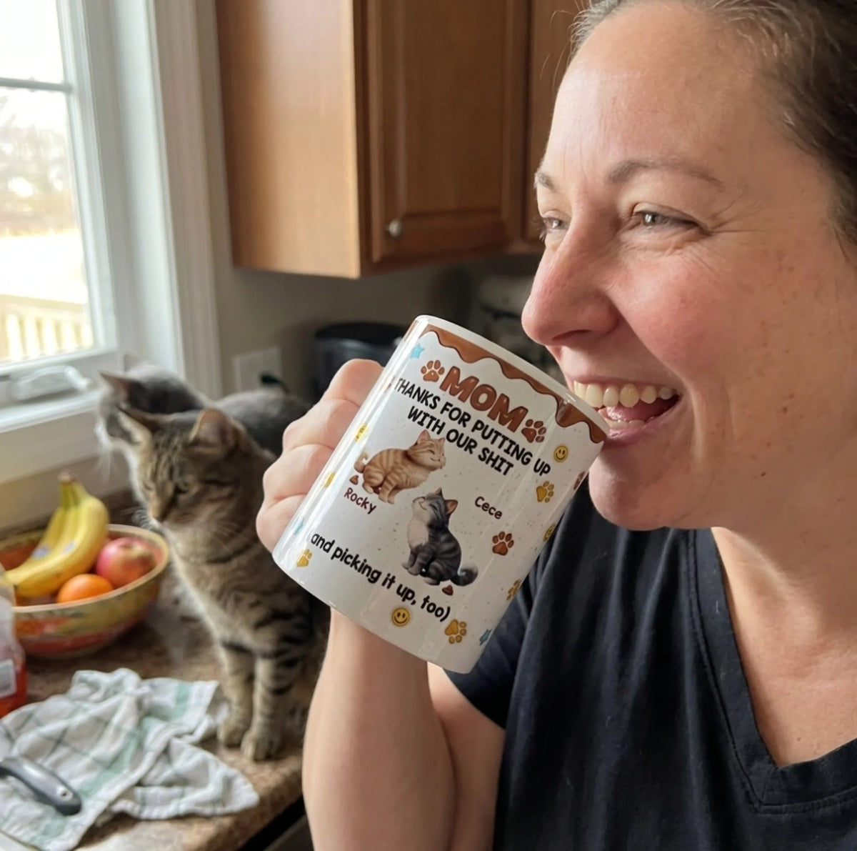 Custom 3D Inflated Effect Printed Mug - Personalized Father's Day Gifts For Dog Lovers, Dog Dad And Mom - Fur Baby Chaos, Dad Approved
