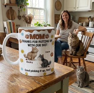 Custom 3D Inflated Effect Printed Mug - Personalized Father's Day Gifts For Dog Lovers, Dog Dad And Mom - Fur Baby Chaos, Dad Approved