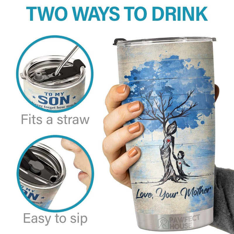 I Might Not Be With You But Know That I Believe In You - Tumbler - To My Son, Gift For Son, Son Gift From Mom, Birthday Gift For Son